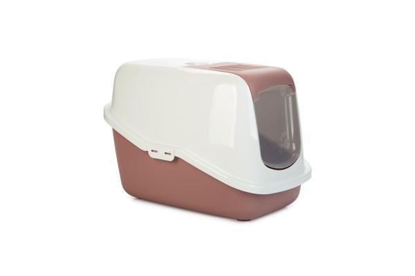 Beeztees Kapalı Kedi Tuvaleti, Koku Filtreli, Pembe Beyaz, 56x39x39cm - Image 1