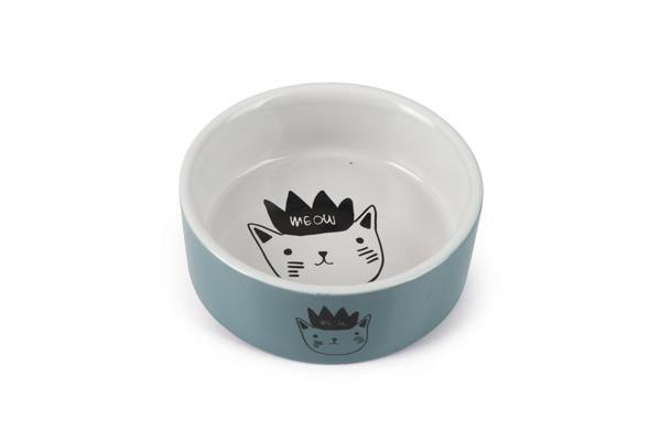 Beeztees Kedi Mama Su Kabı, Seramik, Mavi, 11,5cm, 180ml - Image 1