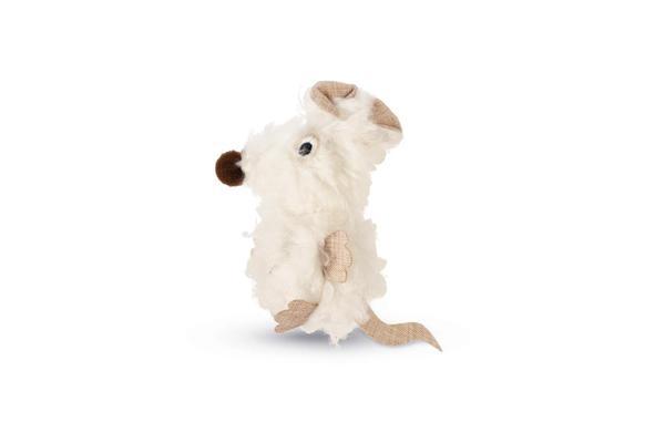 Beeztees Kedi Oyuncağı, Fare, Peluş, Beyaz, 22x9x4cm - Image 1