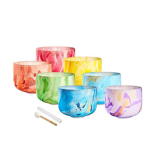 Meinl Sonic Energy 7-Parça Marble Crystal Singing Bowl Chakra Set (B4, A4, G4, F4, E4, D4, C4, 432 Hz) - Image 1