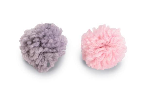 Beeztees Kedi Oyuncağı, Top, Yün, Pembe ve Gri, 2 Adet, 4cm - Image 1