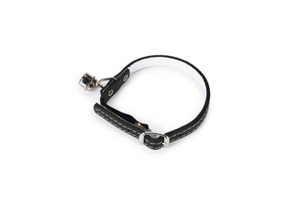 Beeztees Kedi Boyun Tasması, Deri, Zilli, Siyah, 24-29cm - Image 1
