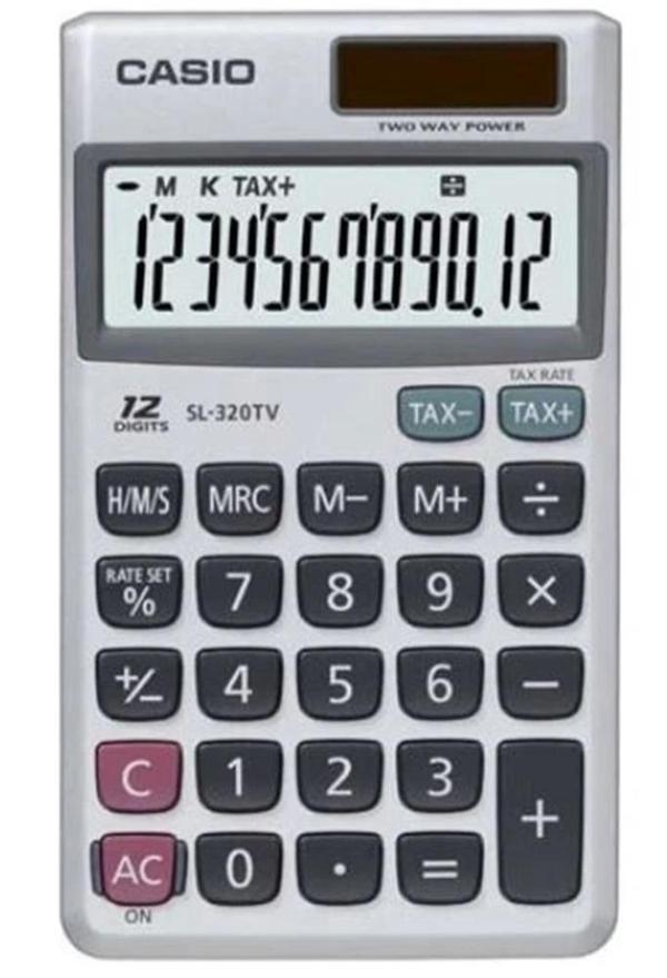 Casio SL-320TV-W-DP 12 Hane Cep Tipi Hesap Makinesi - Image 1