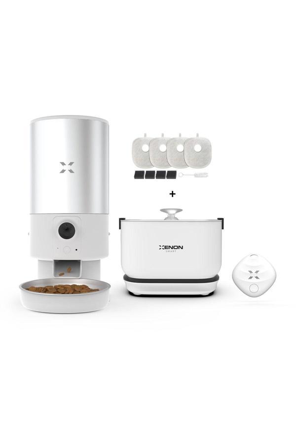 Xenon Smart Akıllı Çelik Mama Kabı Otomatik Su Pınarı 4 Adet Yedek Filtre Ve Airtag 4'lü Pet Ürünleri Seti Beyaz - Image 1