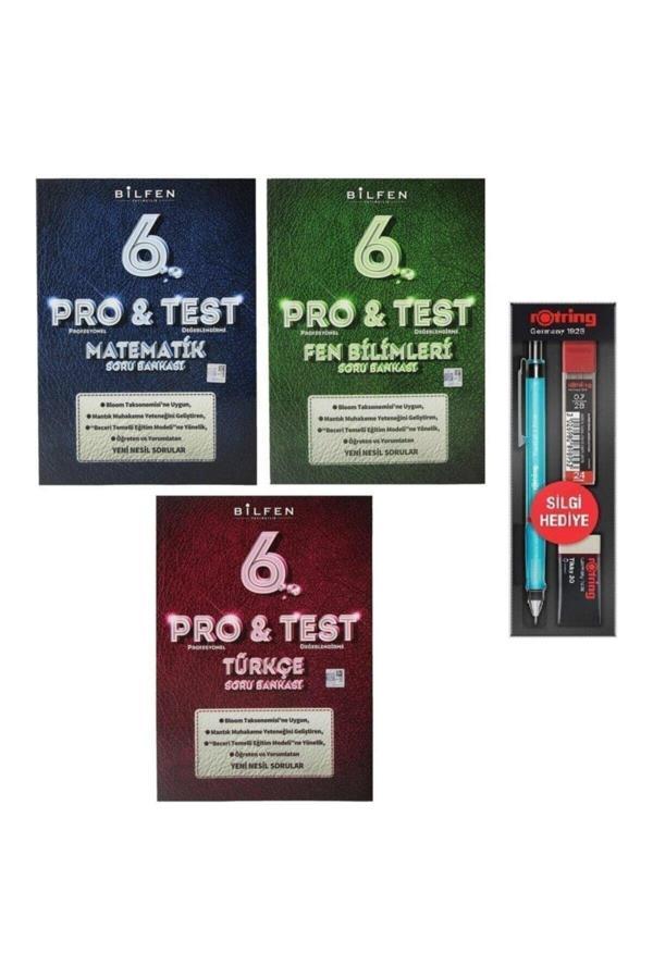 Bilfen Yayıncılık Bilfen Yayınları 6. Sınıf Pro Test Matematik Türkçe Fen Soru Bankası Seti 3 Kitap + 3'Lü Kalem Seti - Bilfen Yayınları - Image 1
