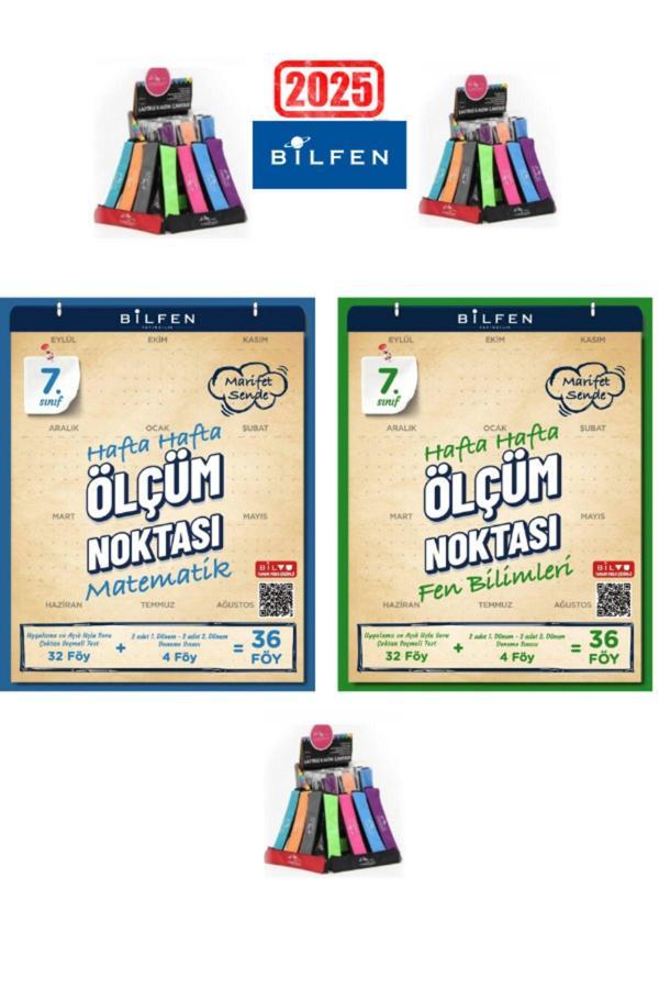 2025 7.Sınıf Matematik-Fen Hafta Hafta Ölçüm Noktası Uygulamalı Soru-Deneme Seti+Kalemlik - Bilfen Yayınları - Image 1