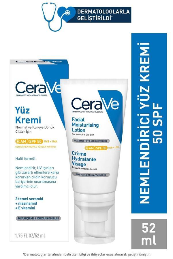 CeraVe Güneş Korumalı Nemlendirici Yüz Kremi Spf 50+ 52ml - Image 1