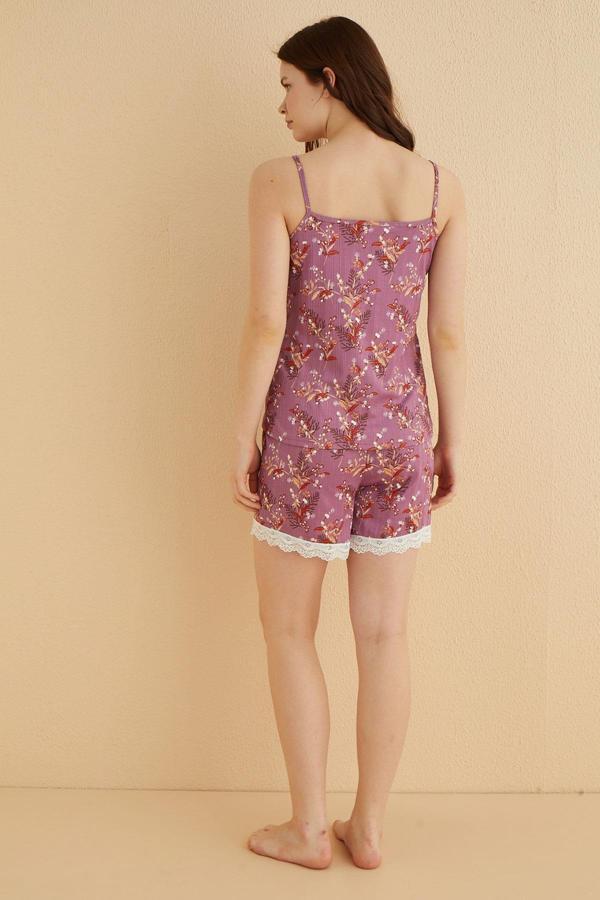 Genç İp Askılı Şortlu Pijama Takım | Lila 80117-60 - Image 1