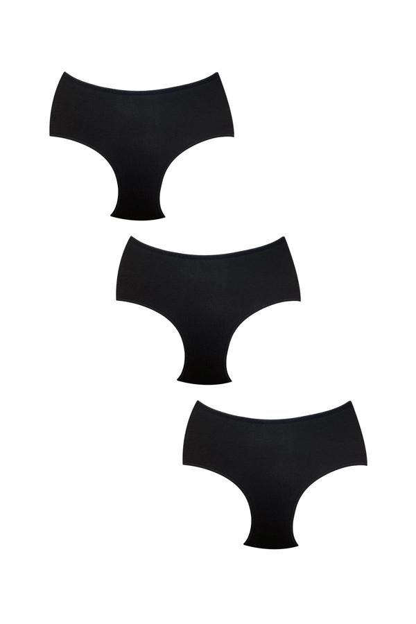 3'lü Paket Pamuklu Modal Bato Külot | Siyah 0335 - Image 1