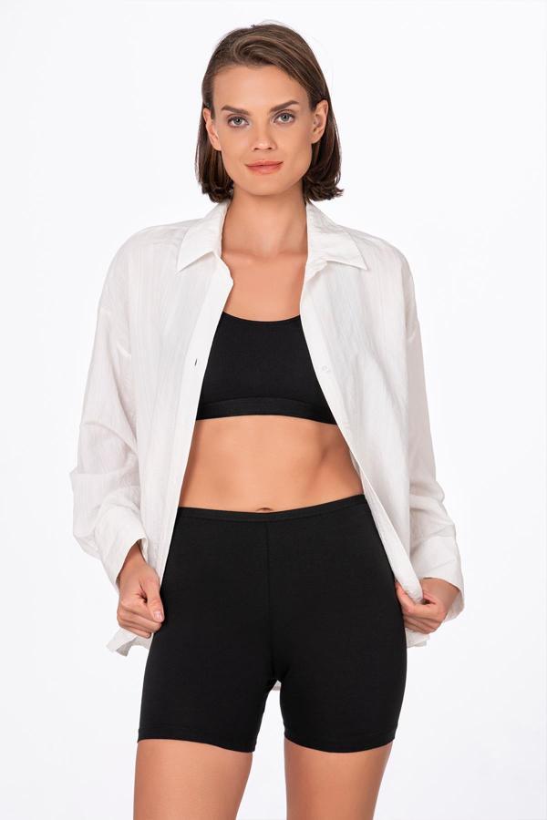 Kadın Likralı Süprem Diz Üstü Tayt | Siyah K26591  - Image 1