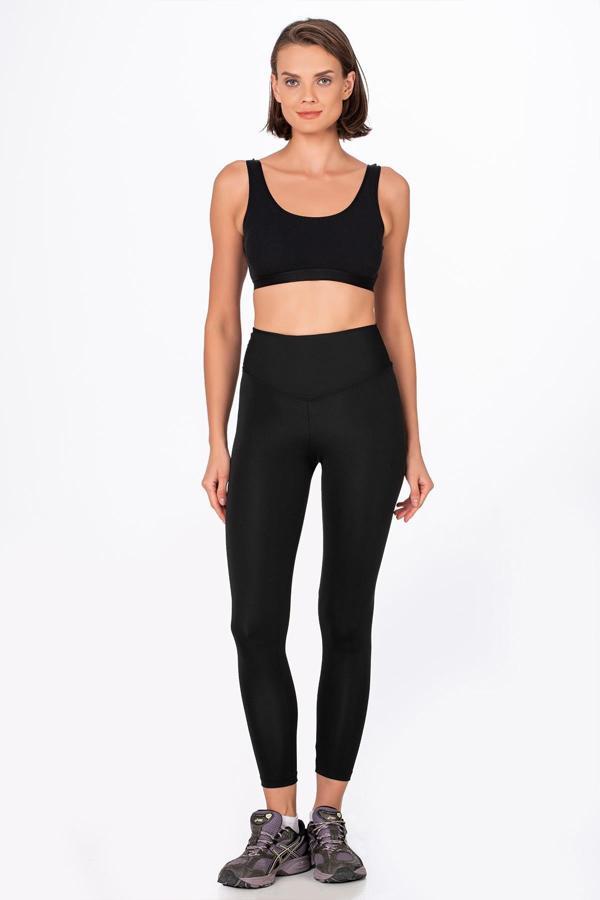 Yüksek Bel Toparlayıcı Spor Tayt | Siyah - Image 1
