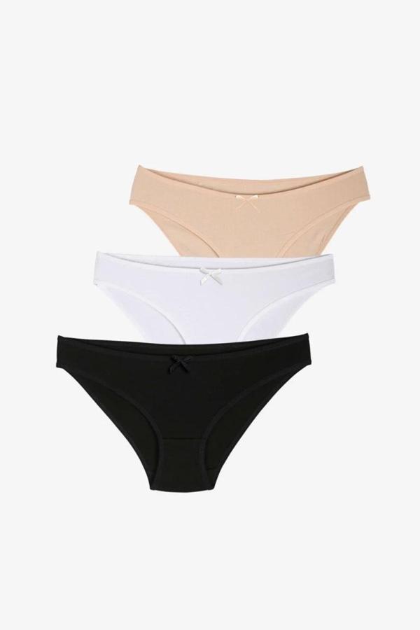 Kadın Pamuklu Düz Renk Külot Slip 3'lü paket | 25805 - Image 1