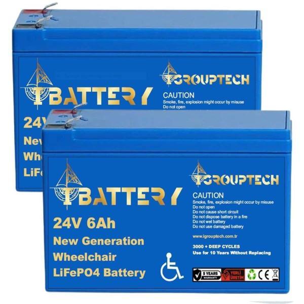IBATTERY 24V 6AH LIFEPO4 TEKERLEKLİ SANDALYE AKÜSÜ 2Lİ SET - Image 1