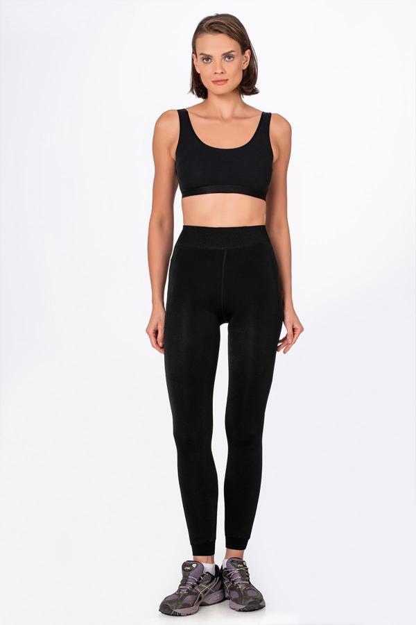 Kadın Termal Peluş Tayt | Siyah - Image 1