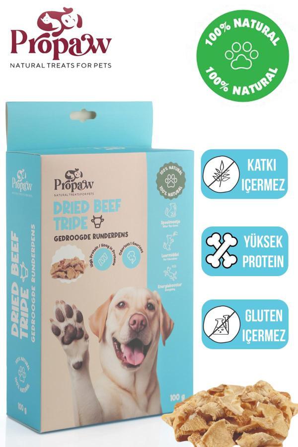 Kurutulmuş Dana İşkembe Çiğnemelik Köpek Ödül Maması %100 Doğal Tüm Irklar İçin Yüksek Protein 100 g - Image 1