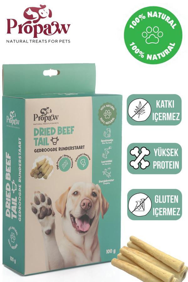 Kurutulmuş Dana Kuyruk Çiğnemelik Köpek Ödül Maması %100 Doğal Tüm Irklar İçin Yüksek Protein 100 g - Image 1
