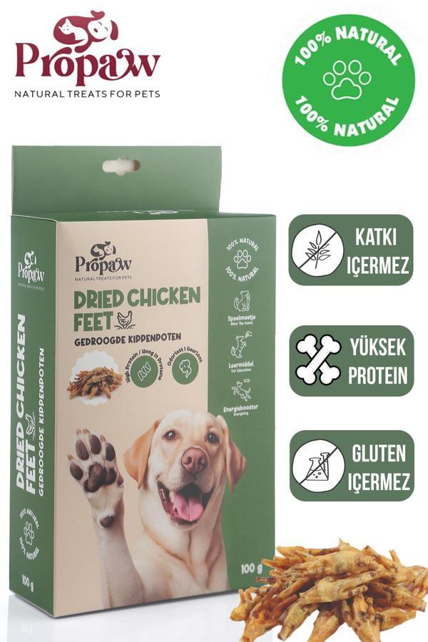 Kurutulmuş Tavuk Ayak Köpek Ödül Maması Çiğnemelik %100 Doğal Tüm Irklar İçin Yüksek Protein 100 g - Image 1