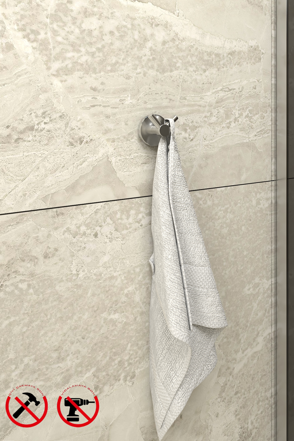  İris Krom Eko Bornoz Askısı Bornoz Havluluk Ister Yapıştır Ister Montajla - Image 1
