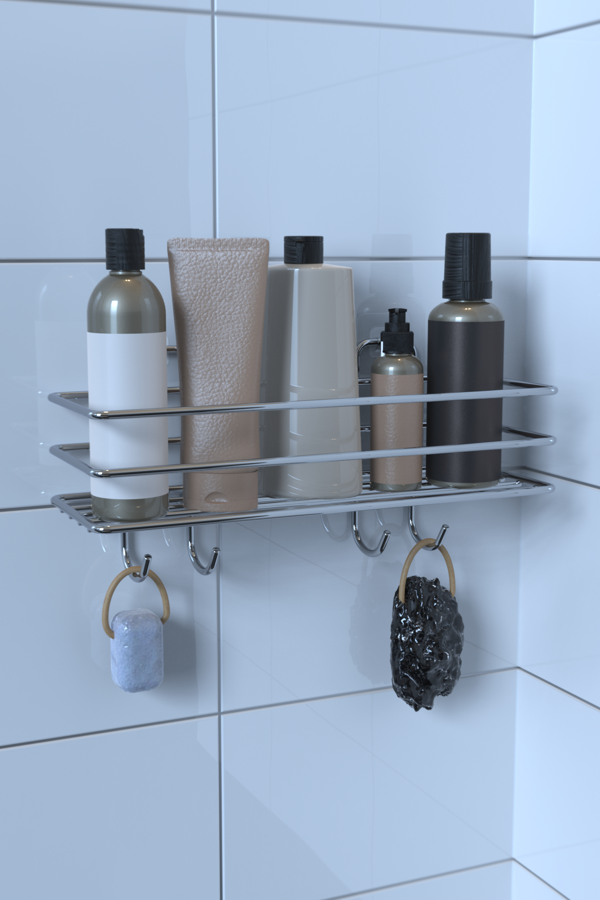 Krom Yapışkanlı 4 Kancalı Banyo ve Mutfak Düzenleyici Mat Duş Askısı - Image 1