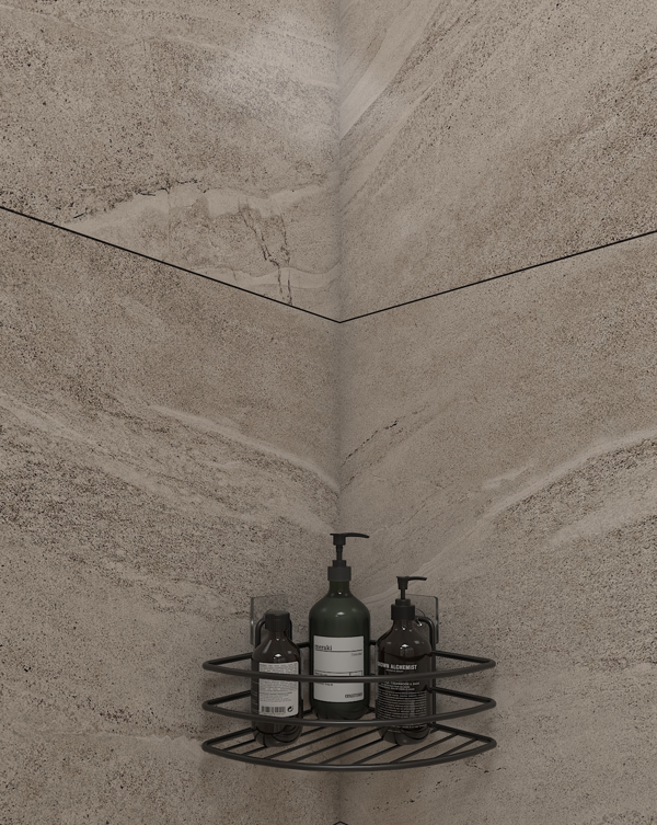 Siyah Yapışkanlı Köşe Banyo Rafı Düzenleyicisi EK01.S, Siyah Köşe Şampuanlık, - Image 1