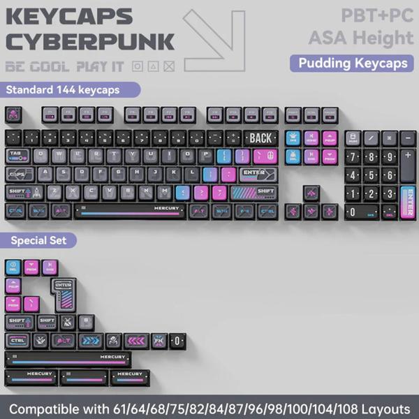 GravaStar Mekanik Oyuncu Klavyesi Tuş Takımı Seti, Mekanik Klavye ile Uyumlu Tuşlar, Cyberpunk - Image 1