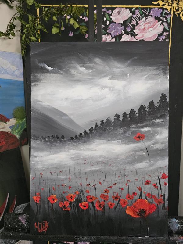 ert sanat atölyesi el yapımı imzalı gelincik tablo - Image 1