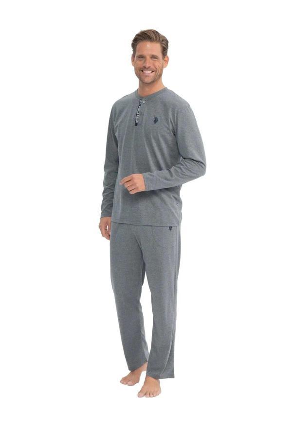 U.S. Polo Assn. Erkek Uzun Kollu Yaka Detaylı Pijama Takımı - Image 1