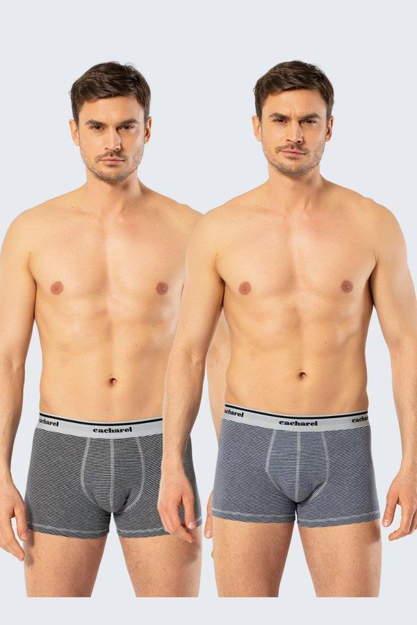 Cacharel Erkek 2li Çizgili Likralı Boxer - Image 1