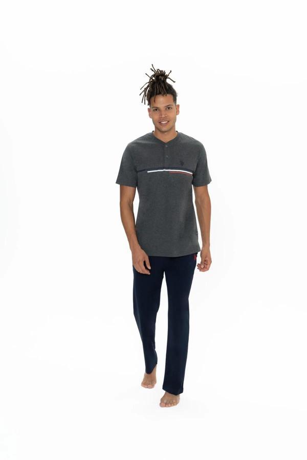 U.S. Polo Assn. Erkek Battal Boy Düğmeli Pijama Takım - Image 1