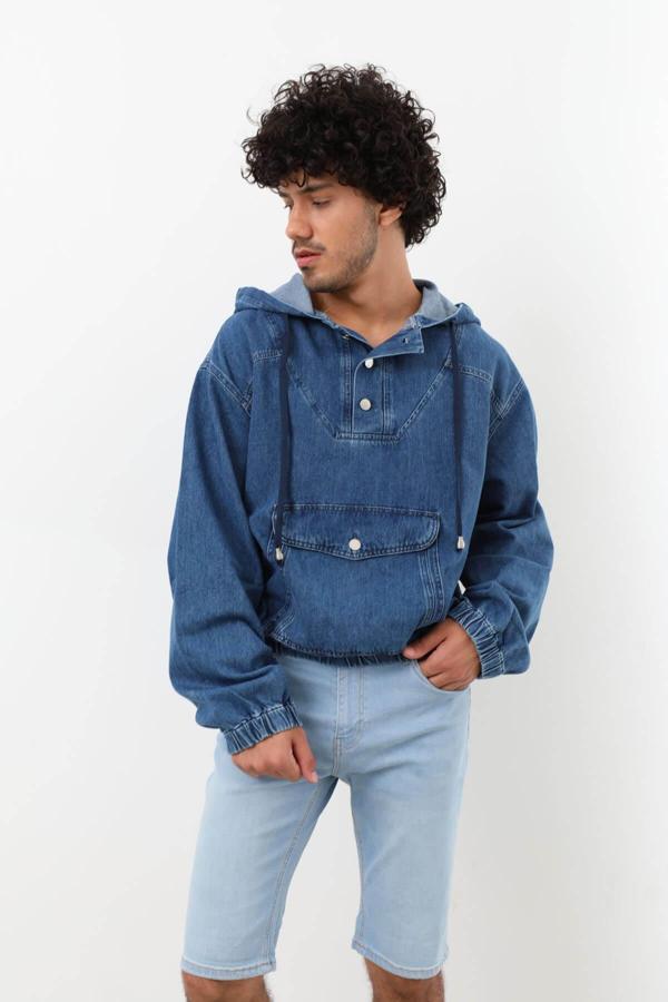 Erkek Jean Sweatshirt Koyu Mavi - Image 1