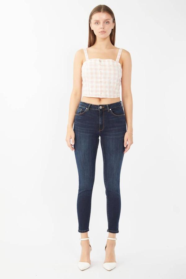 Kadın Skinny Fit Esnek Pantolon Koyu Lacivert - Image 1