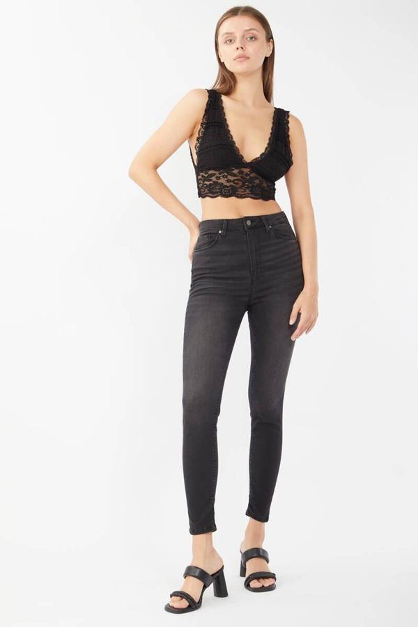 Kadın Antrasit Süper Skinny Fit Jean Pantolon - Image 1