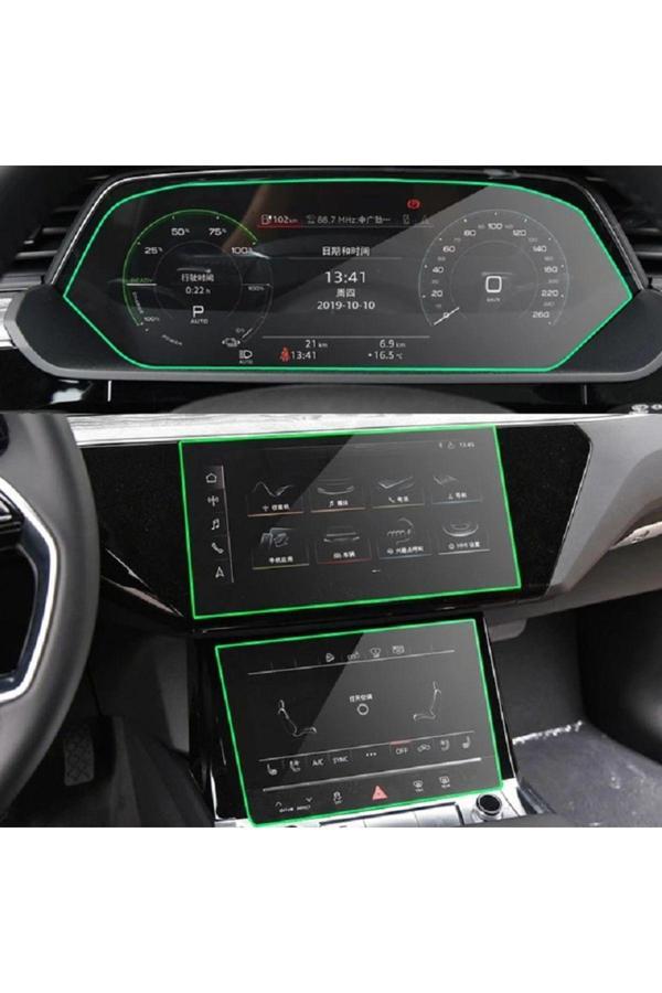 Zdn Case Audi Q8 2020-2023 Gösterge Ve Multimedya Çift Ekran Koruyucu Navigasyon 9H Nano Ekran Koruyucu - Image 1