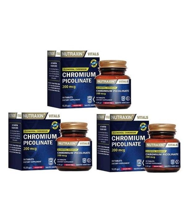 NUTRAXİN CHROMİUM PİCOLİNATE 90 TABLET x 3 ADET - Image 1