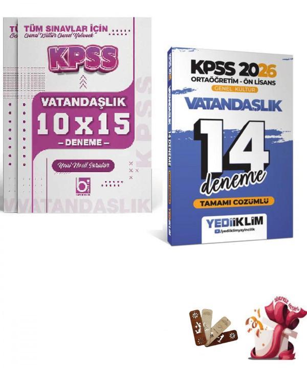 2026 KPSS Ortaöğretim Ön Lisans Genel Kültür Vatandaşlık Tamamı Çözümlü Deneme Seti Yediiklim ve Big - Bi bigelio - Image 1