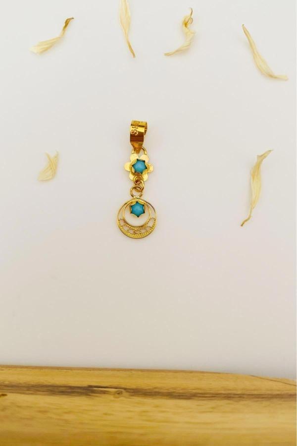 14 Ayar Altın Mardin Işi Ay Yıldız Mini Kolye Ucu - Image 1