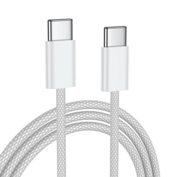 Yediseven Type C To Type C 60WATT 20V/3A Android Huawei Xiaomi Apple iPhone 15 Hızlı Şarj Kablosu Beyaz 1 Metre - Image 1