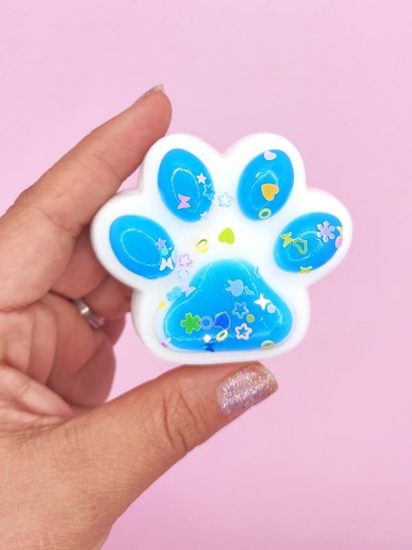Beyaz Pati Taba Squishy Kedi Pati Sıkma 7 cm Pullu Pati Sukuşi - Mavi - Image 1