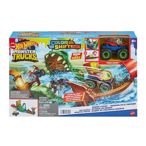 Hot Wheels Monster Trucks Renk Değiştiren Araçlar Timsahtan Kaçış Oyun Seti HGV14  - Image 1