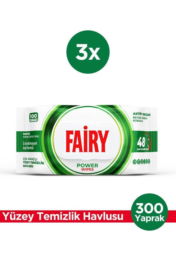 Power Wipes Yüzey Temizleme Mendili 100 Yaprak 3 Adet | Beyaz Sabun | Beyaz Sirke & Karbonat - Image 1