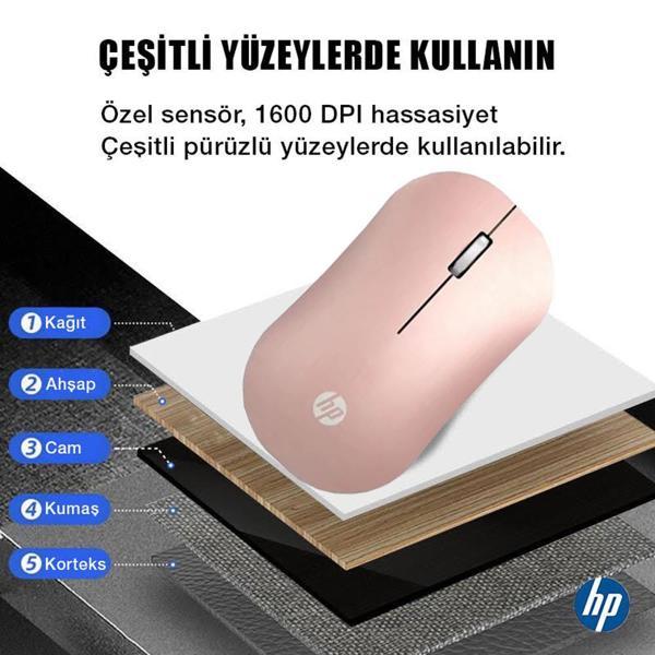 Hp DM10 2,4Ghz Bluetooth Wireless Kablosuz Sessiz Mouse Pembe - Image 1