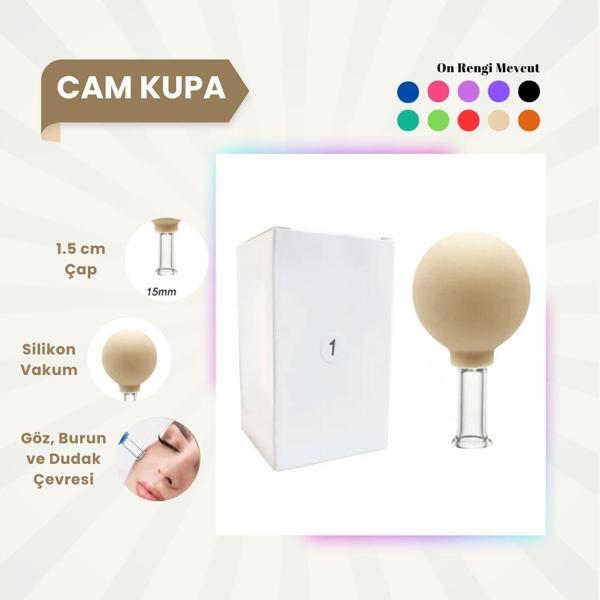 Silikon Vakumlu Cam Yüz Masaj Kupası No:1 Bej - Image 1
