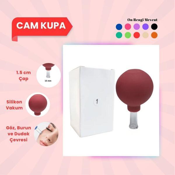Silikon Vakumlu Cam Yüz Masaj Kupası No:1 Kırmızı - Image 1