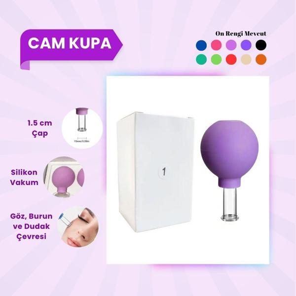 Silikon Vakumlu Cam Yüz Masaj Kupası No:1 Koyu Mor  - Image 1