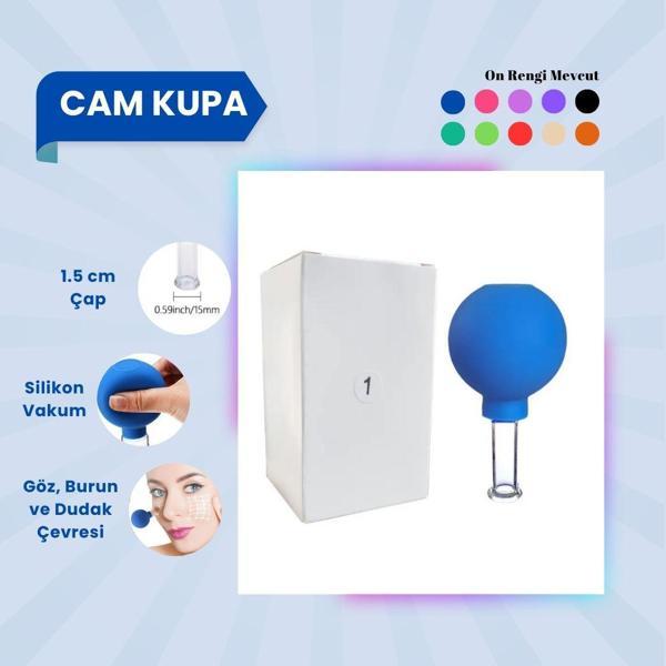 Silikon Vakumlu Cam Yüz Masaj Kupası No:1 Mavi - Image 1