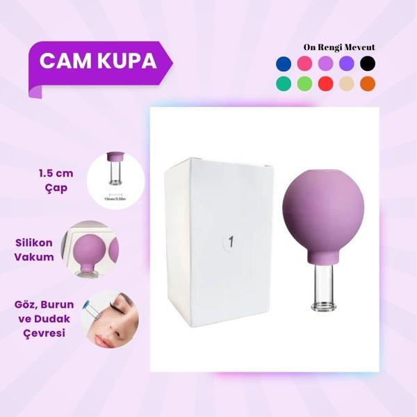 Silikon Vakumlu Cam Yüz Masaj Kupası No:1 Mor - Image 1