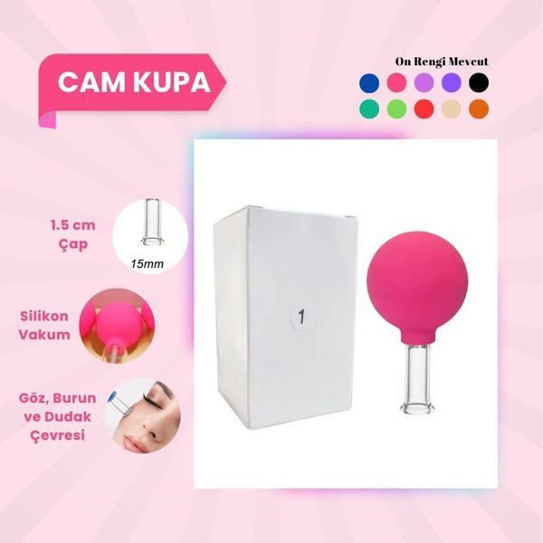 Silikon Vakumlu Cam Yüz Masaj Kupası No:1 Pembe - Image 1