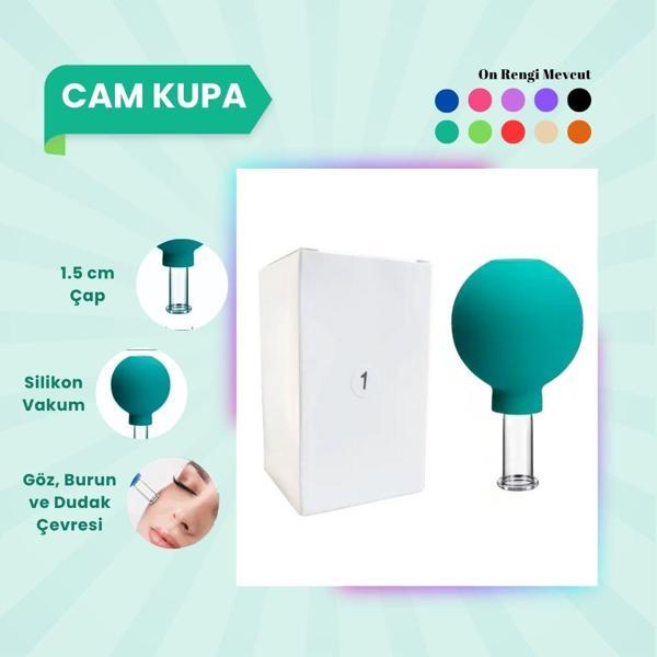 Silikon Vakumlu Cam Yüz Masaj Kupası No:1 Yeşil - Image 1