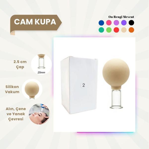 Silikon Vakumlu Cam Yüz Masaj Kupası No:2 Bej - Image 1