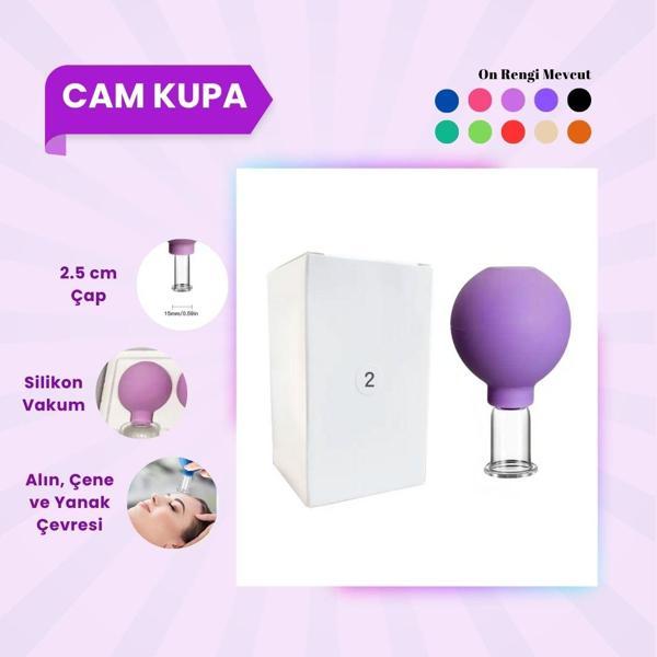 Silikon Vakumlu Cam Yüz Masaj Kupası No:2 Koyu Mor  - Image 1